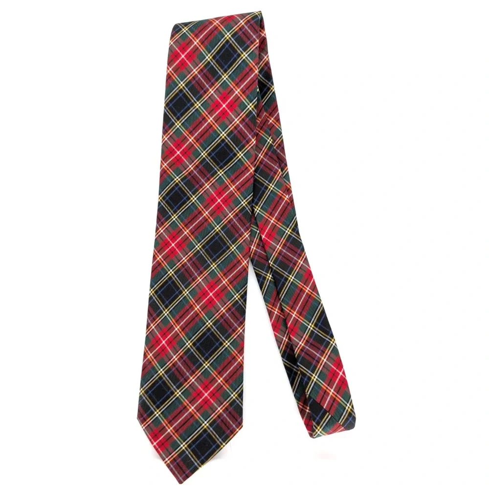 Paul Fredrick Silk Tartan Plaid Classic Necktie‎ Red Black 59